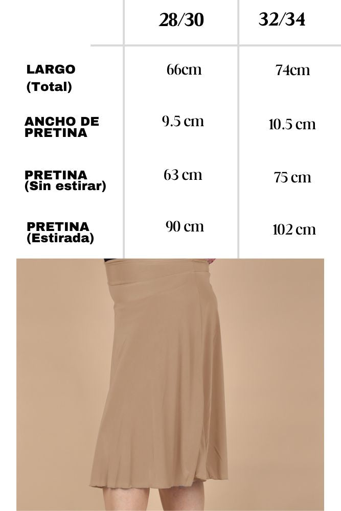 Falda Clásica con Pretina Ancha - Color Beige