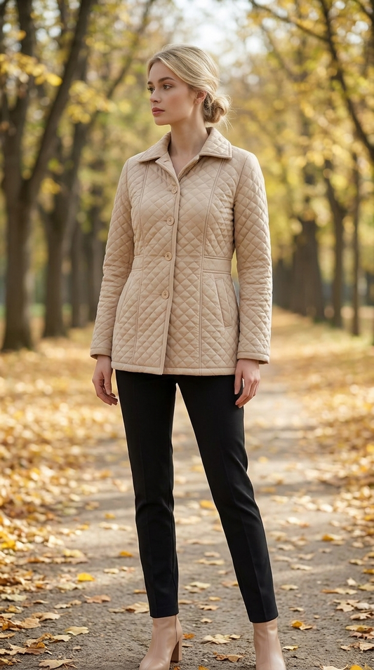 Bomber Botones Beige frontal