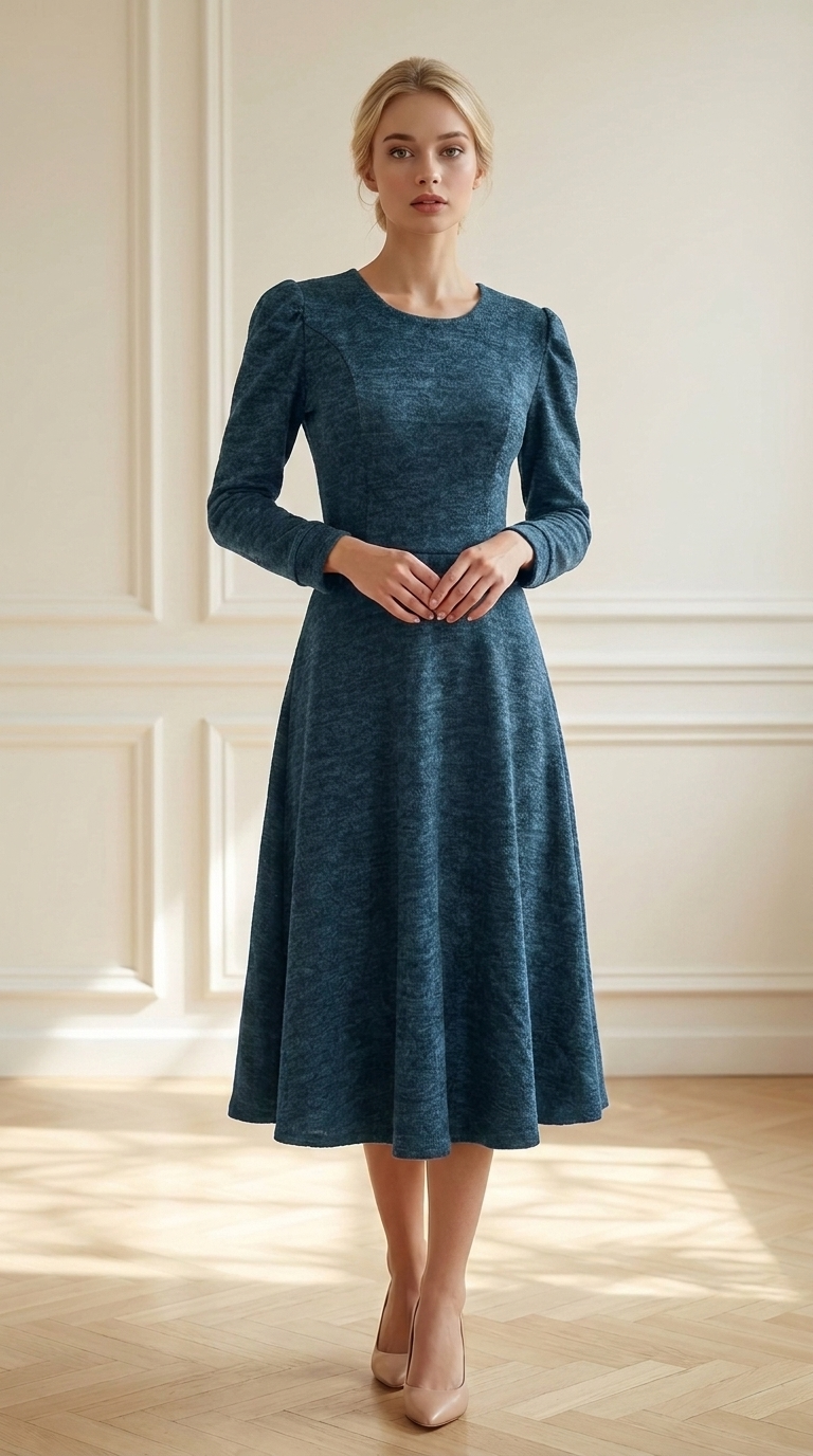 Vestido Angora Cobalto modelo frontal
