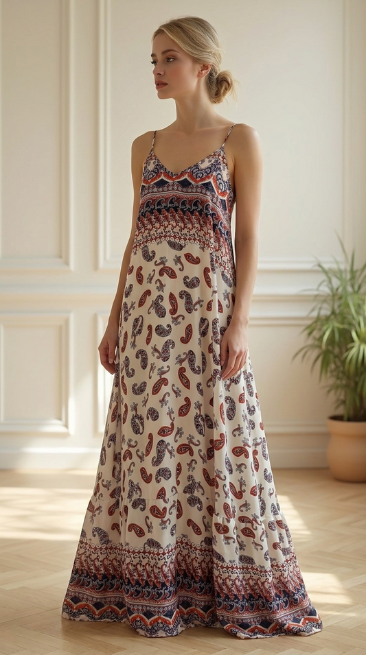 Vestido Tiras Paisley frontal