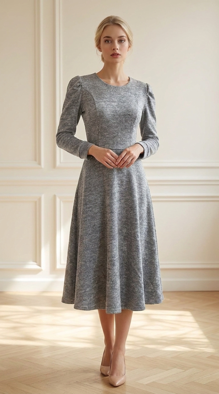 Vestido Angora Plomo modelo frontal