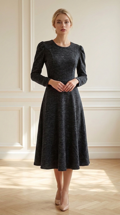 Vestido Angora Negro modelo frontal