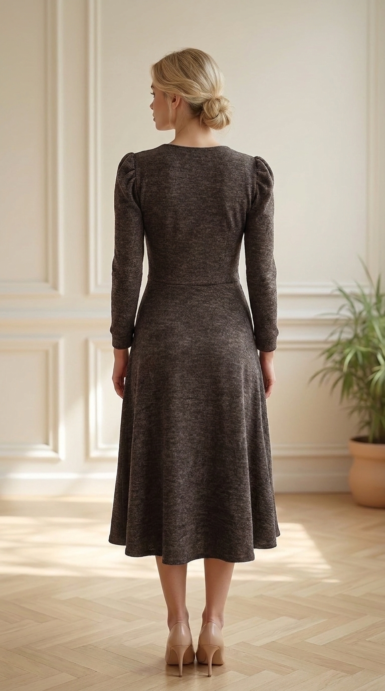 Vestido Angora Marron modelo espalda