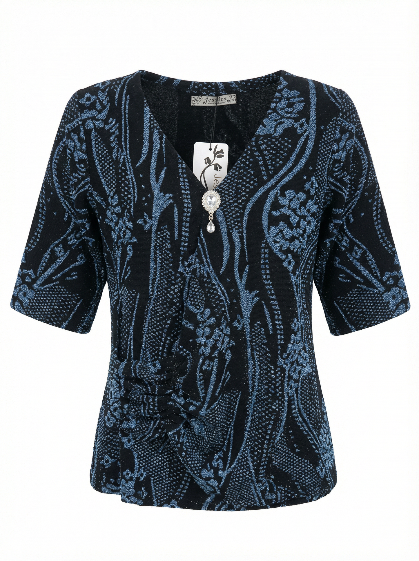Polo Estampado Lamé Celeste - vista 2