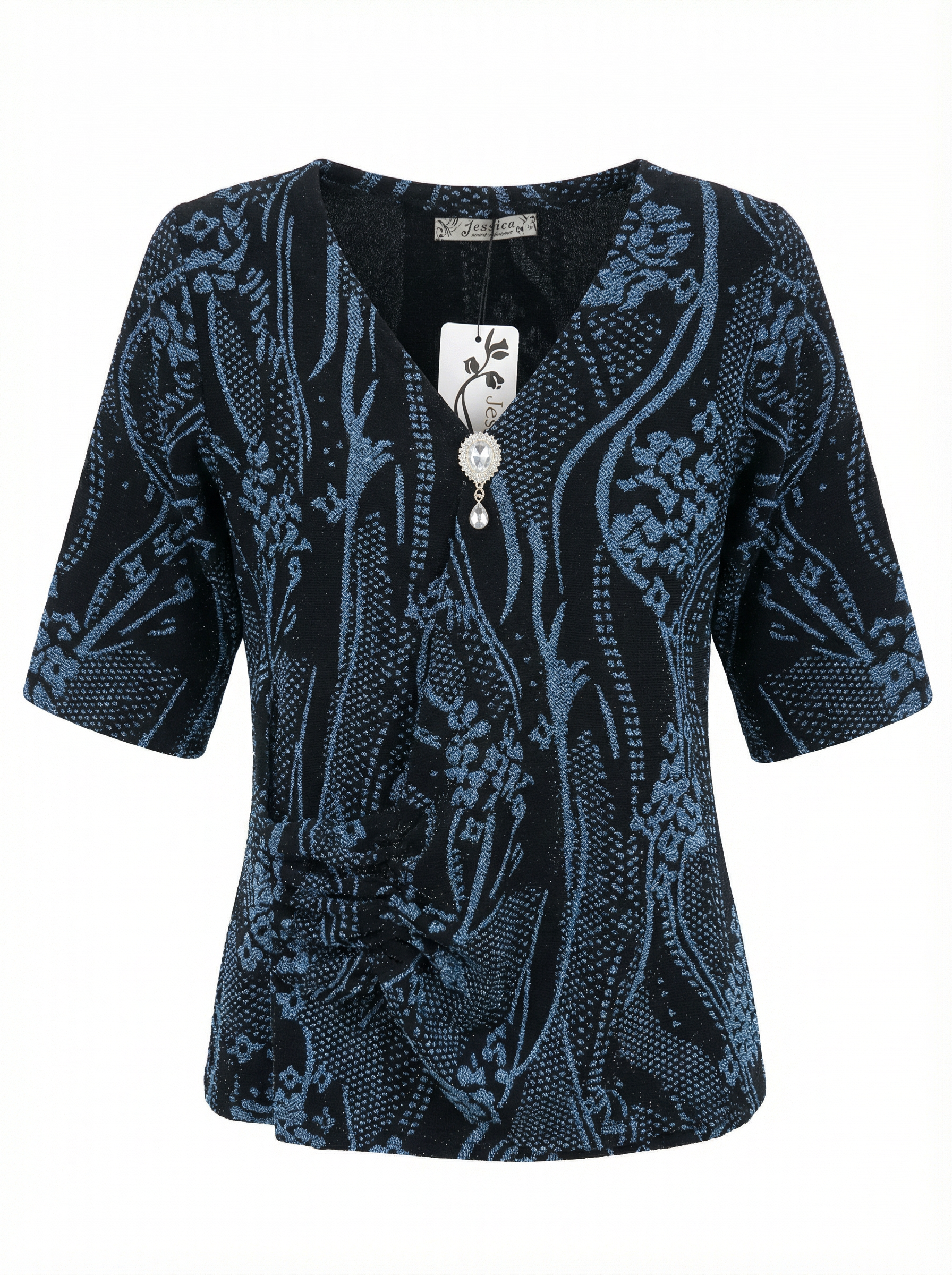 Polo Estampado Lamé Celeste - vista 2