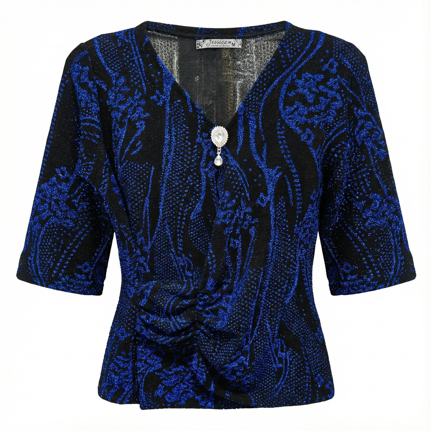 Polo Estampado Lamé - AZUL