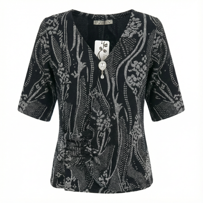 Polo Estampado Lamé -NEGRO