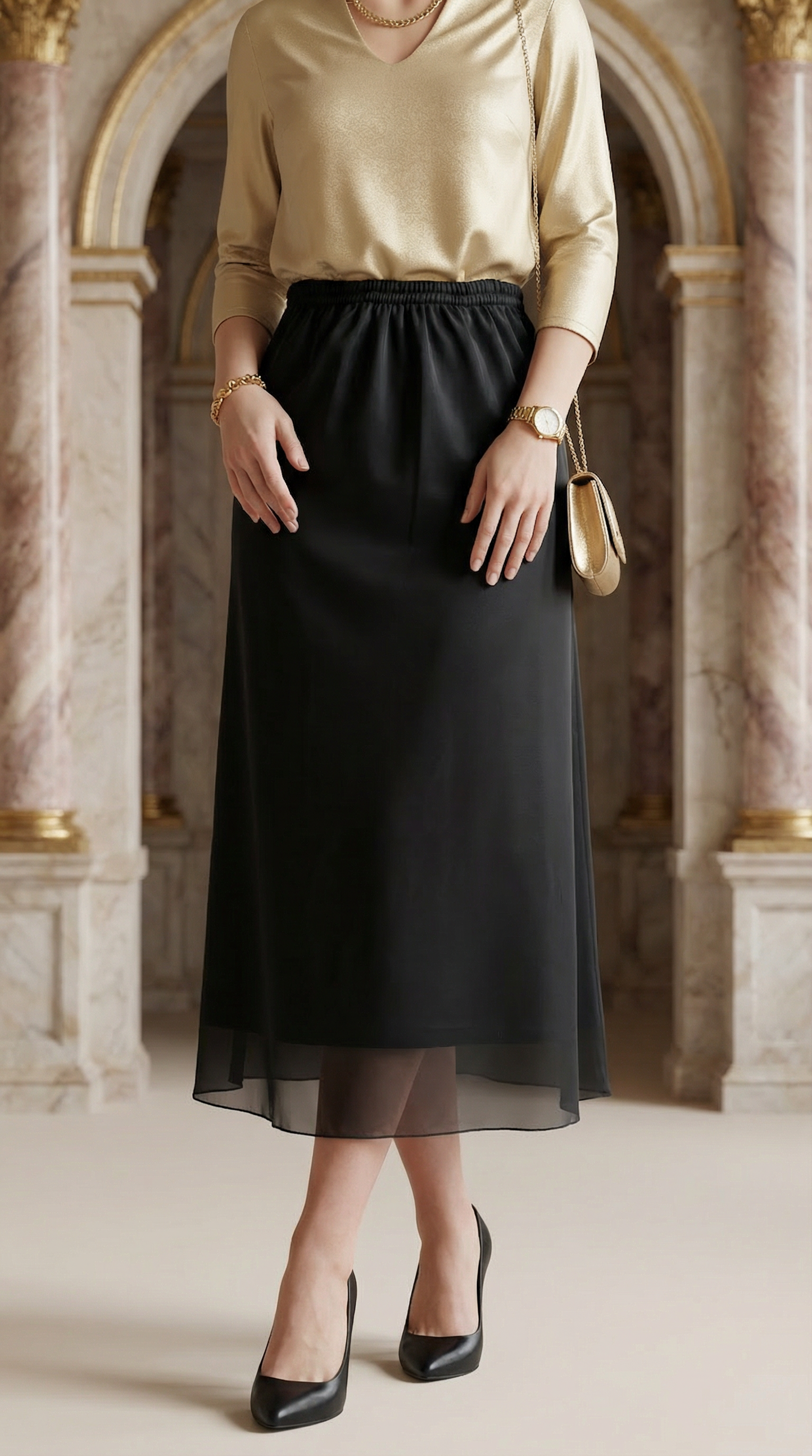 Falda Gasa Larga - NEGRO