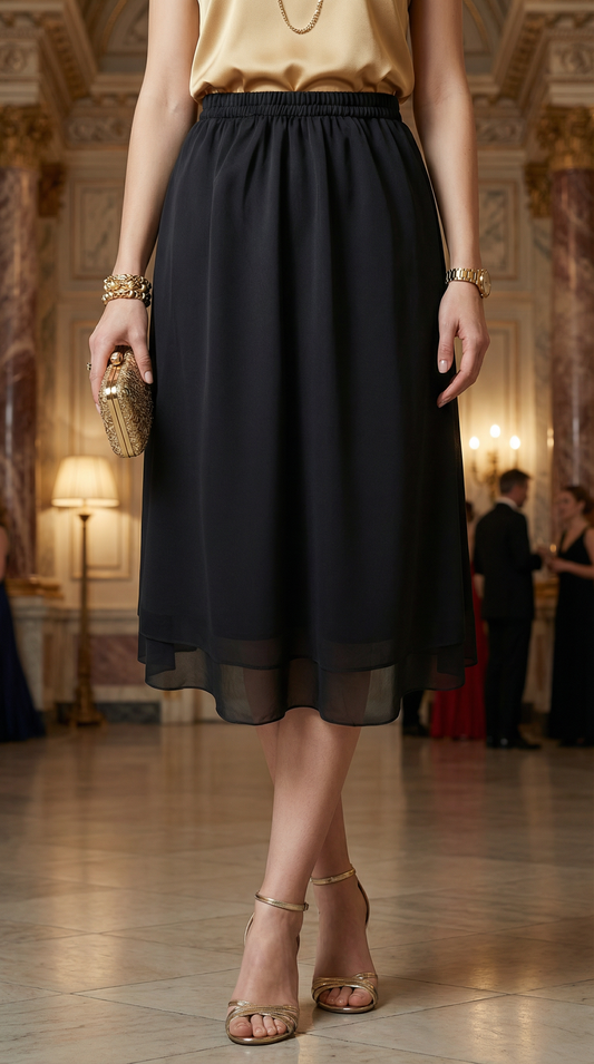 Falda Gasa Corta - NEGRO