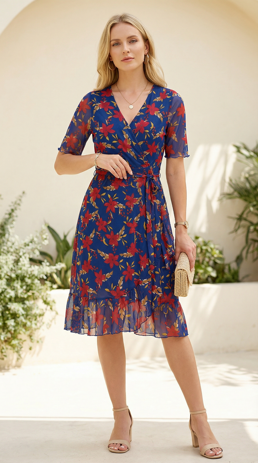 Vestido Gasa Lasito - AZUL