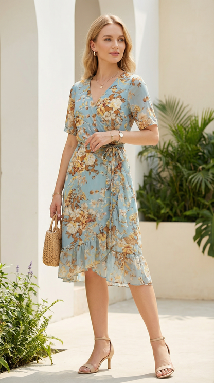 Vestido Gasa Lasito - CELESTE