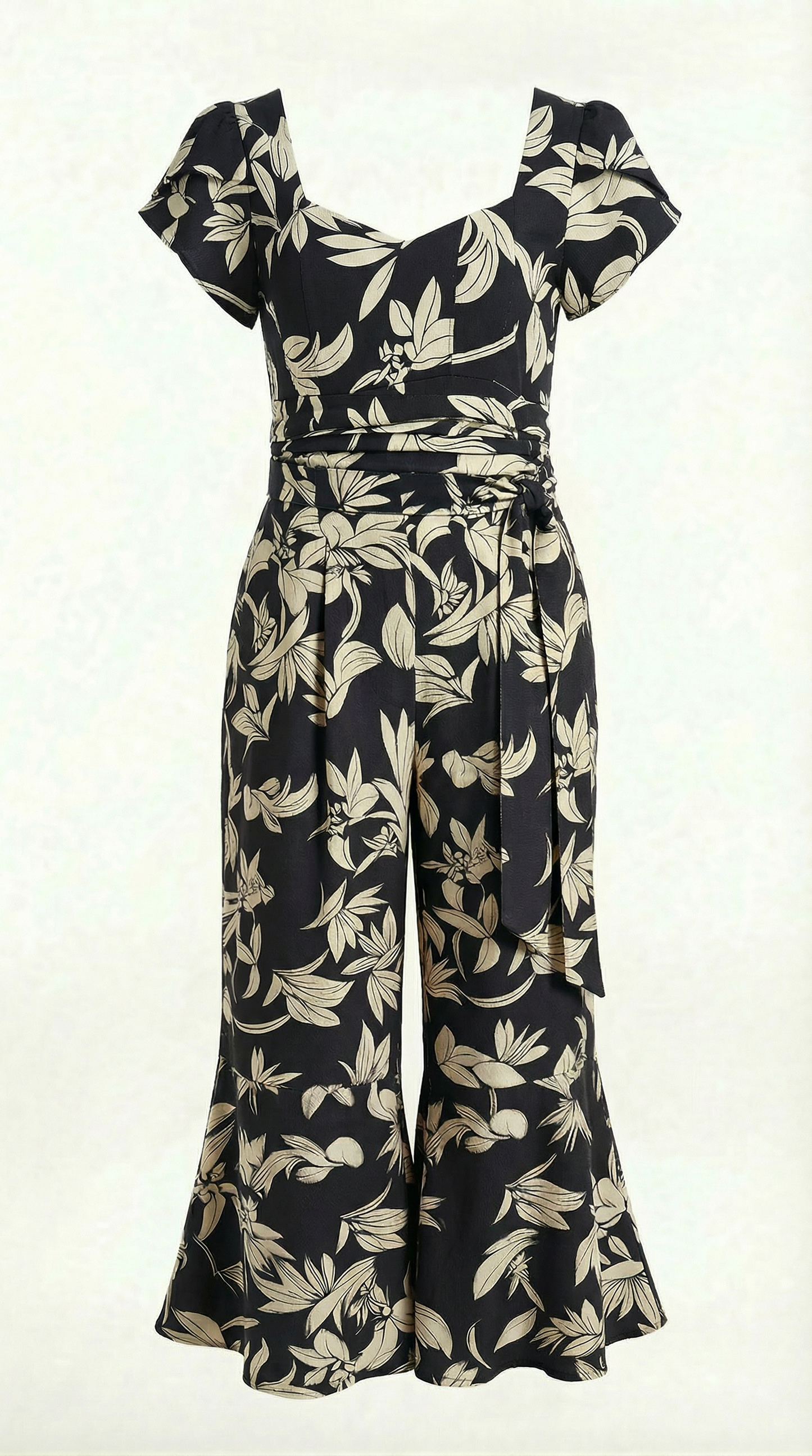 Enterizo Maxi Palazzo Estampado  - NEGRO