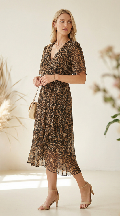 Vestido Gasa Lasito - LEOPARDO