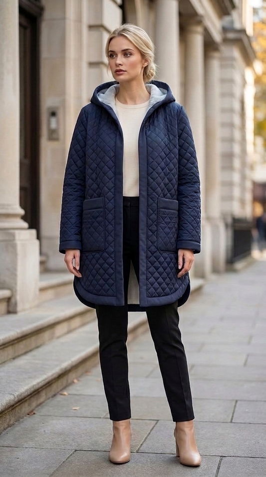 Bomber Capucha Azul Marino frontal
