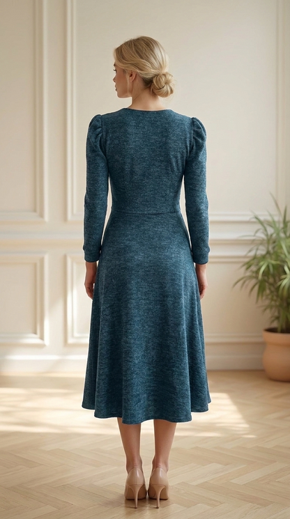 Vestido Angora Cobalto modelo espalda