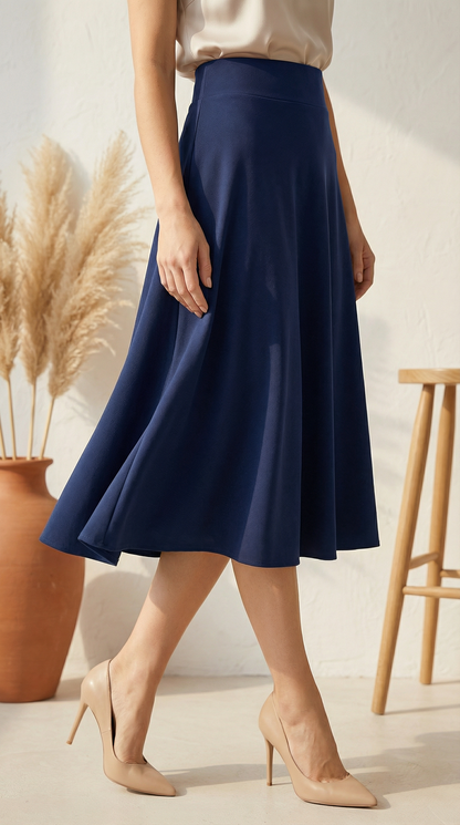 Falda Corte A Berna LARGO - AZUL MARINO