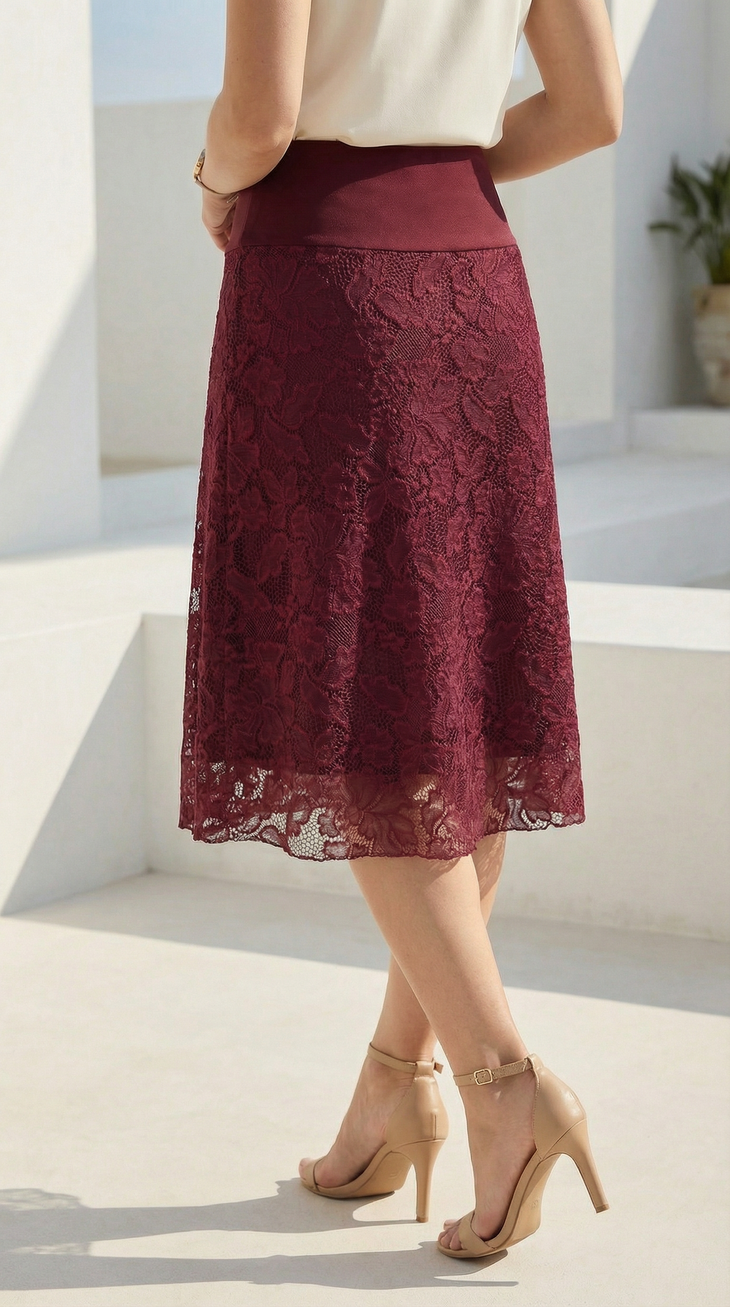 Falda Encaje 3/4 - VINO