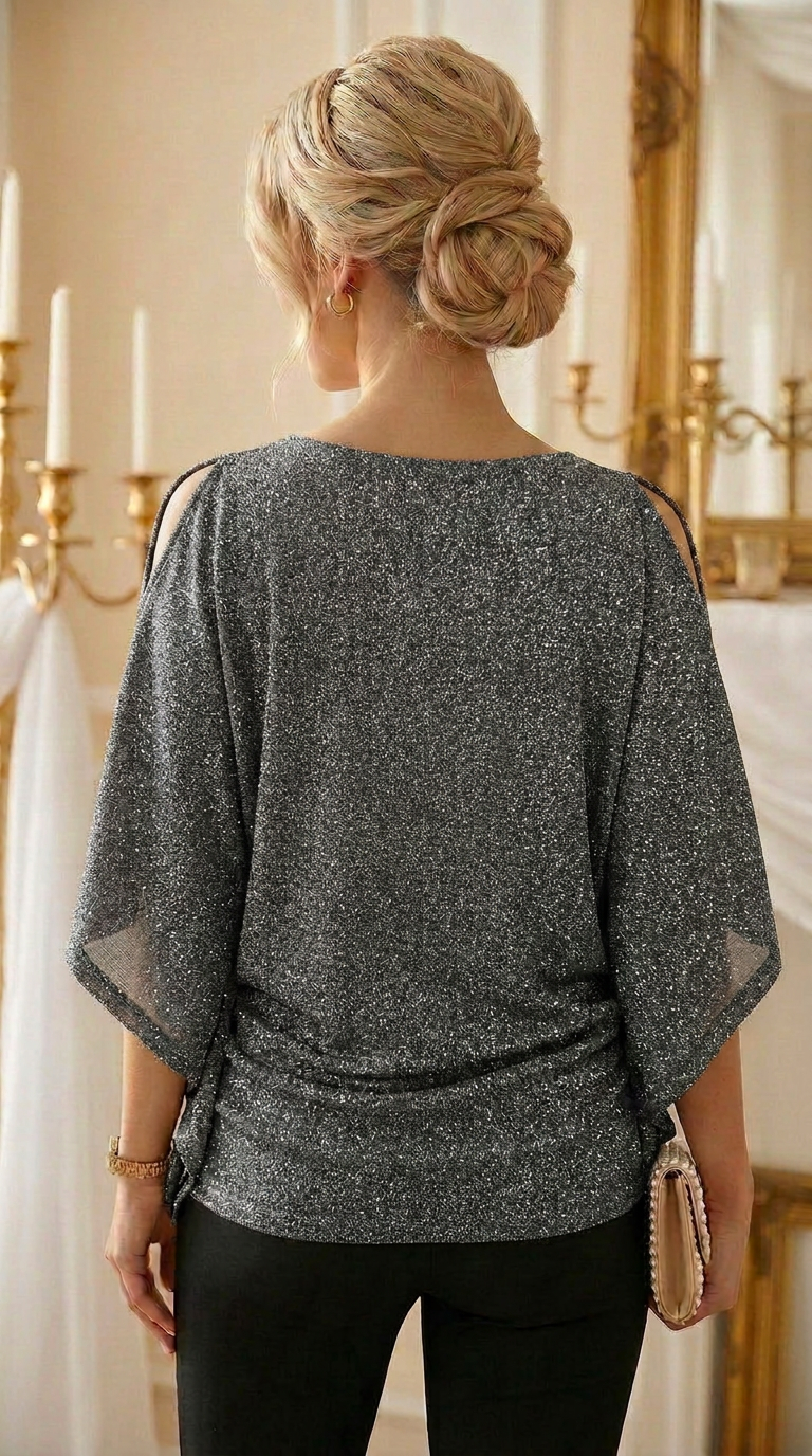 BLUSA LAME MURCIELAGO - PLATA OSCURO