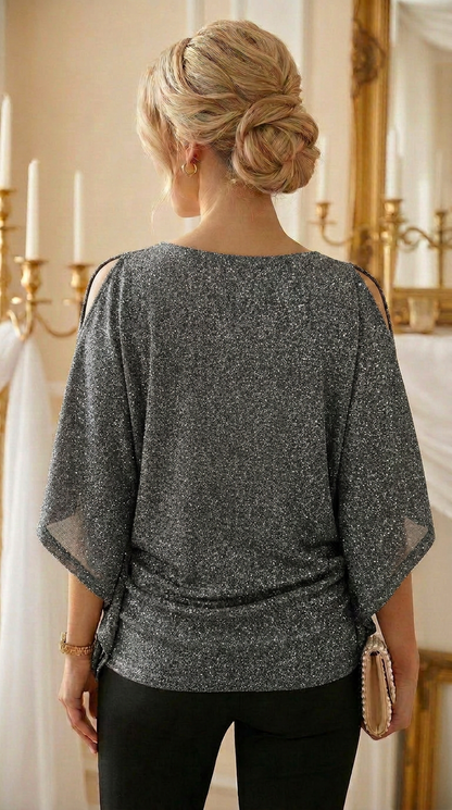 BLUSA LAME MURCIELAGO - PLATA OSCURO