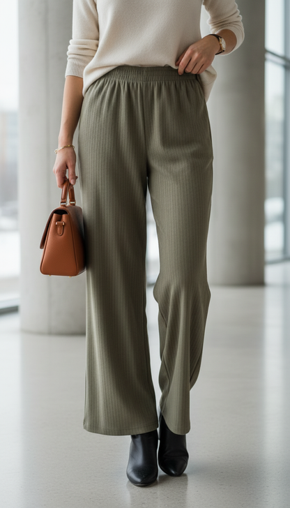 PANTALON RIB GAMUZADO - VERDE OLIVO
