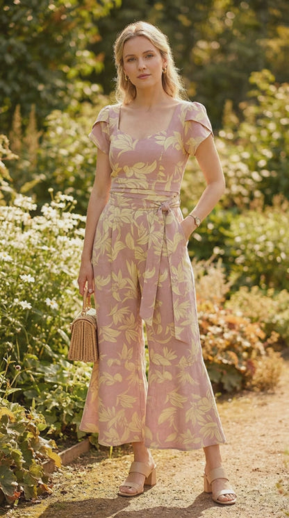 Enterizo Maxi Palazzo Estampado -  ROSA