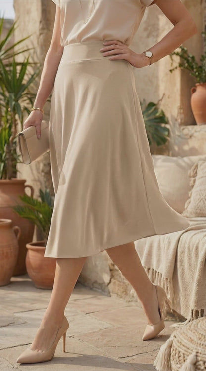 Falda Corte A Berna LARGO - BEIGE
