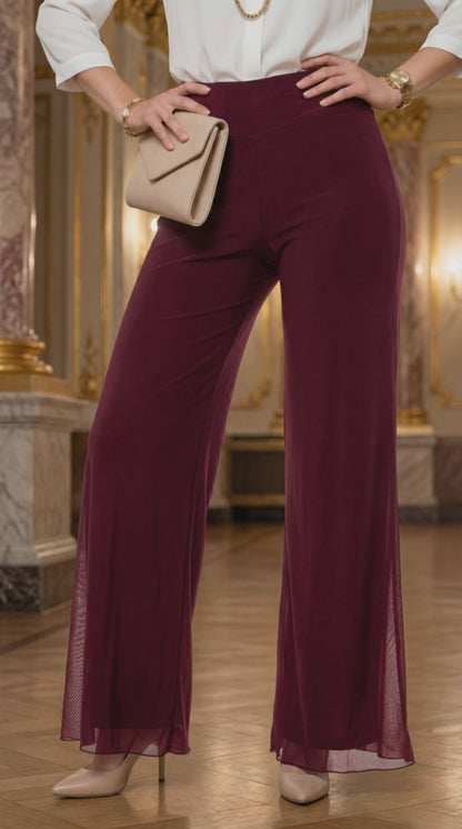 Pantalón Gasa Palazzo Recto - BORGOÑA