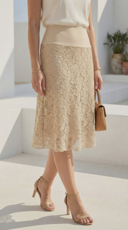 Falda Encaje 3/4 - BEIGE