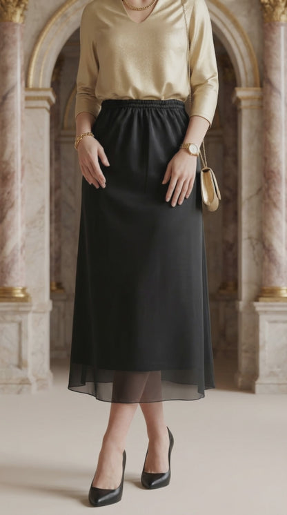 Falda Gasa Larga - NEGRO