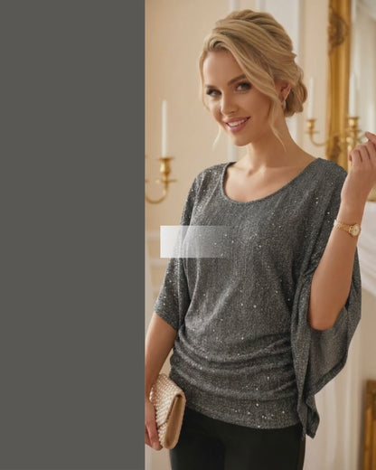BLUSA LAME MURCIELAGO - PLATA OSCURO