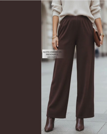 PANTALON RIB GAMUZADO - MARRON OSCURO