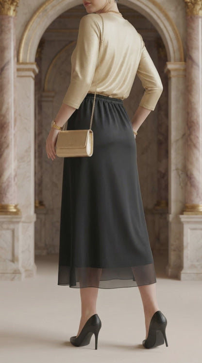 Falda Gasa Larga - NEGRO