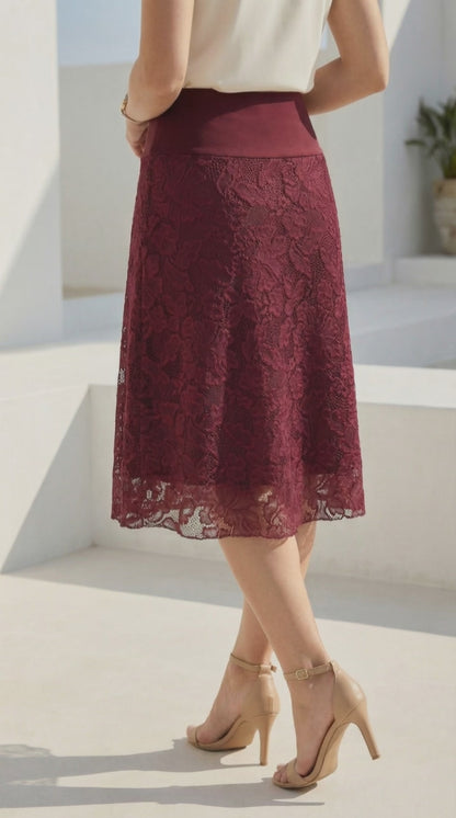 Falda Encaje 3/4 - VINO