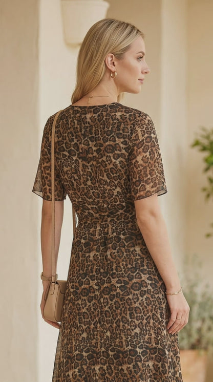 Vestido Gasa Lasito - LEOPARDO