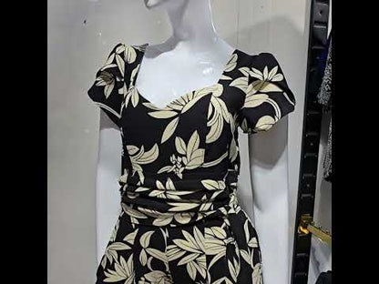 Enterizo Maxi Palazzo Estampado  - NEGRO